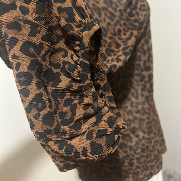 🤎🖤ZARA Animal Print Brown & Black Long Sleeve Blouse🖤🤎 - Picture 10 of 12